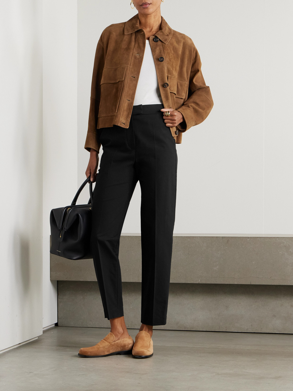Brunello Cucinelli Cotton-blend Twill Tapered Pants In Black
