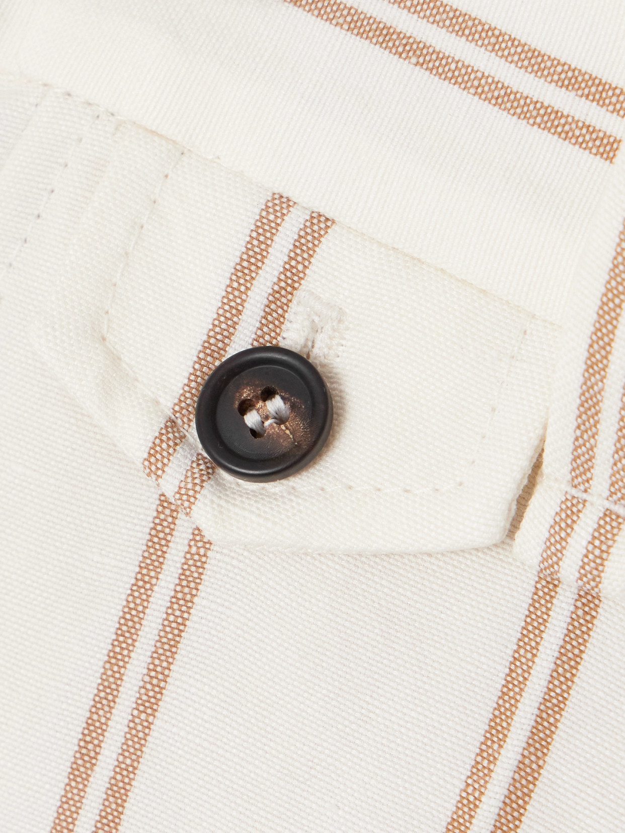 BRUNELLO CUCINELLI PINSTRIPED LINEN AND COTTON-BLEND SHORTS