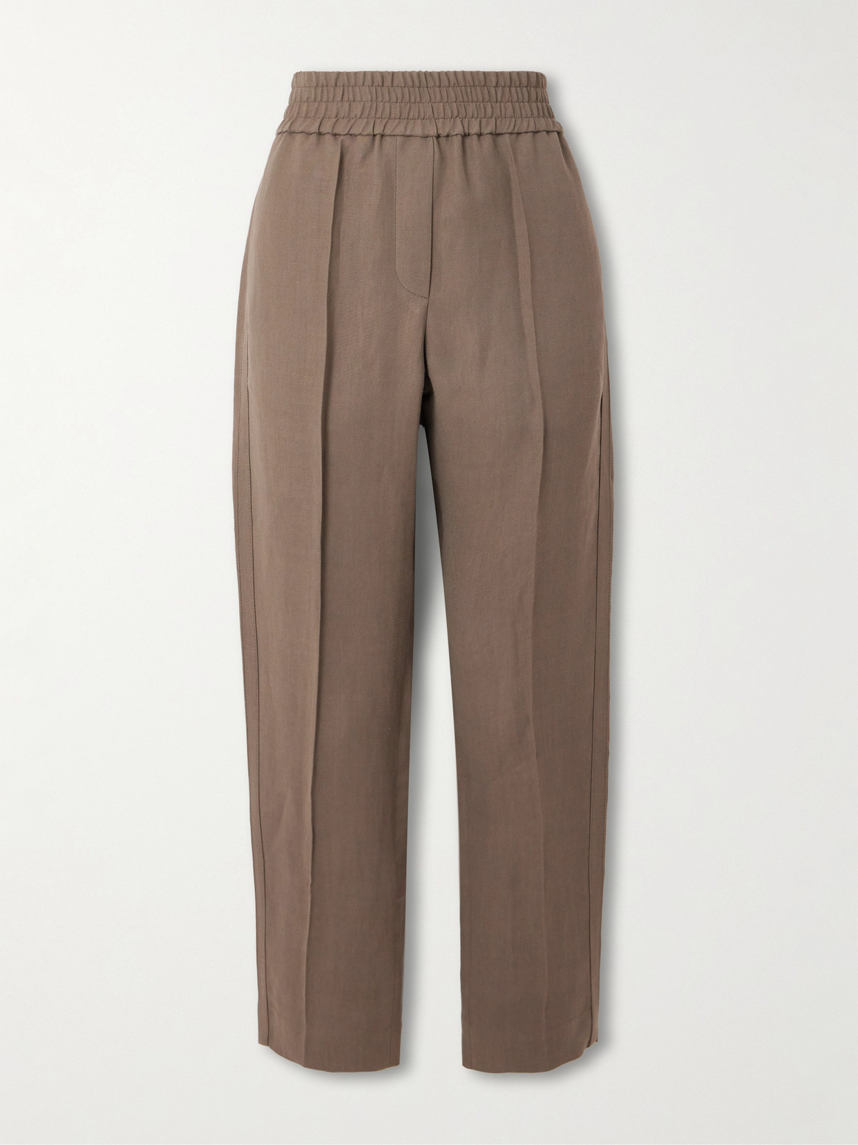 Brunello Cucinelli Woven Tapered Pants In Brown