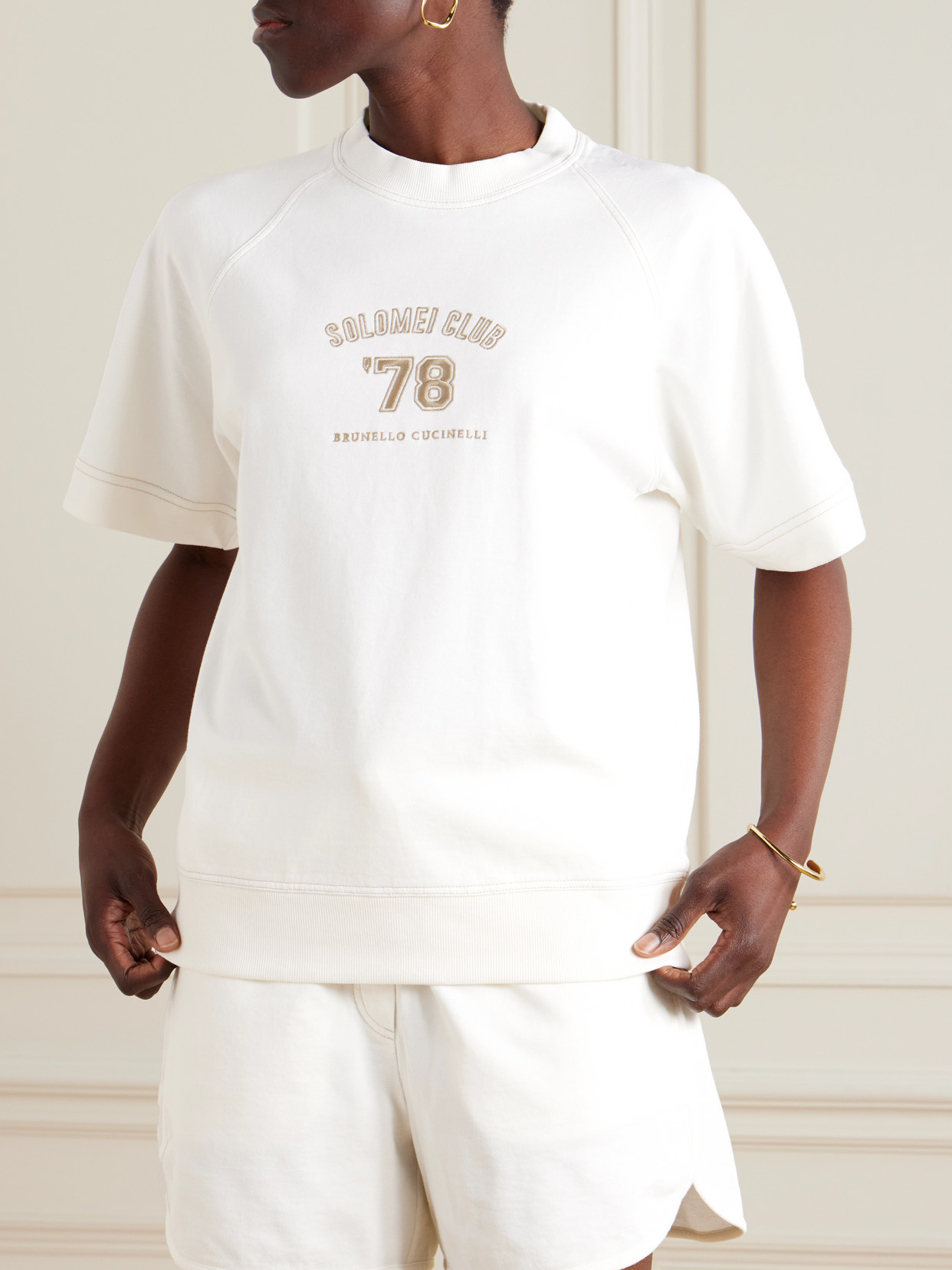 Embroidered Cotton-Jersey T-Shirt