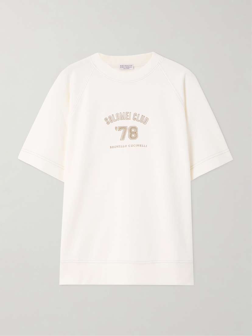 Brunello Cucinelli — Embroidered cotton-jersey T-shirt