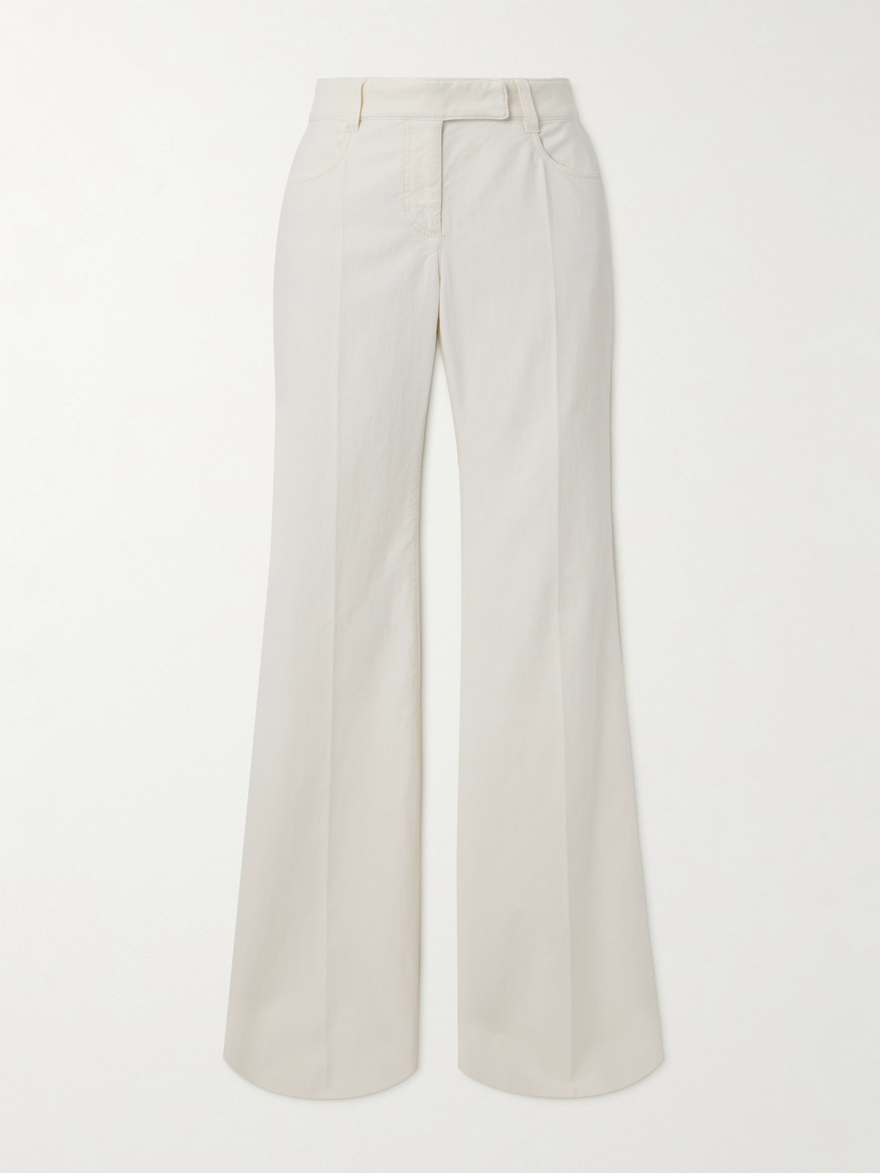 Brunello Cucinelli Cotton-blend Twill Flared Pants In Cream