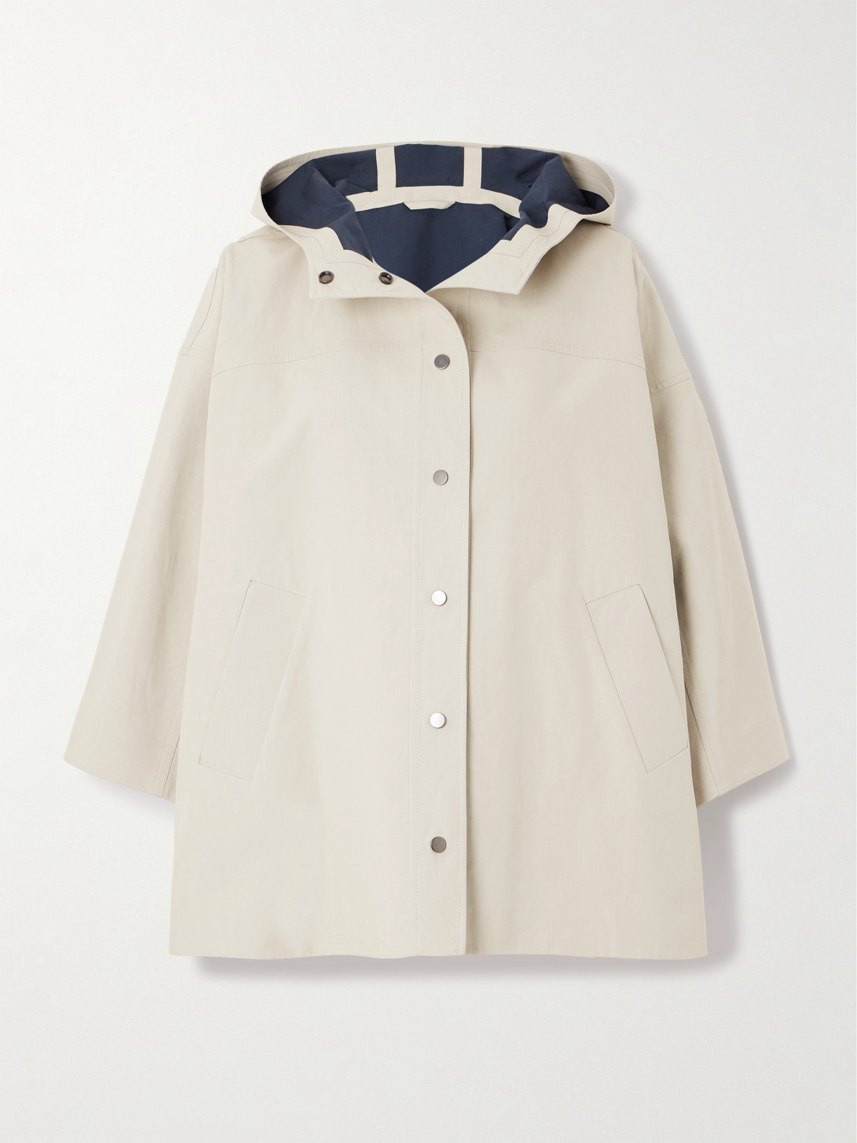 Brunello Cucinelli Women Water-resistant Bonded Cotton Poplin Hooded Outerwear Jacket In Neutrals