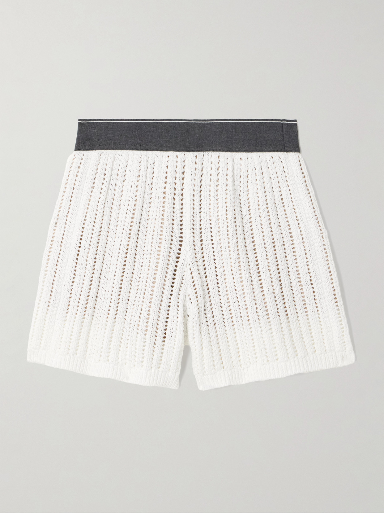Brunello Cucinelli - Open-knit Cotton Shorts - White
