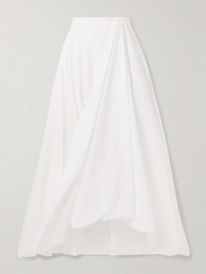 Brunello Cucinelli Gathered Cotton-blend Midi Skirt