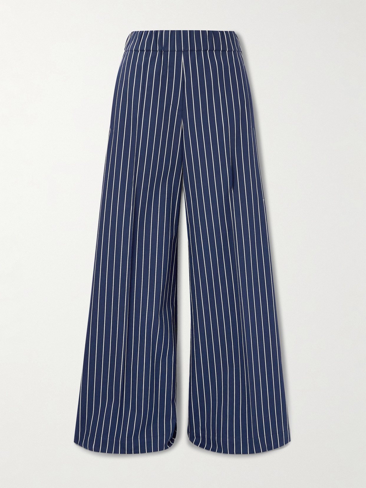 Brunello Cucinelli Striped Cotton And Silk-blend Twill Wide-leg Pants In Blue