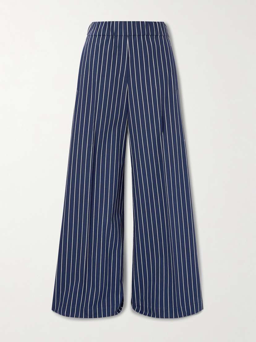 Brunello Cucinelli Striped Cotton And Silk-blend Twill Wide-leg Pants