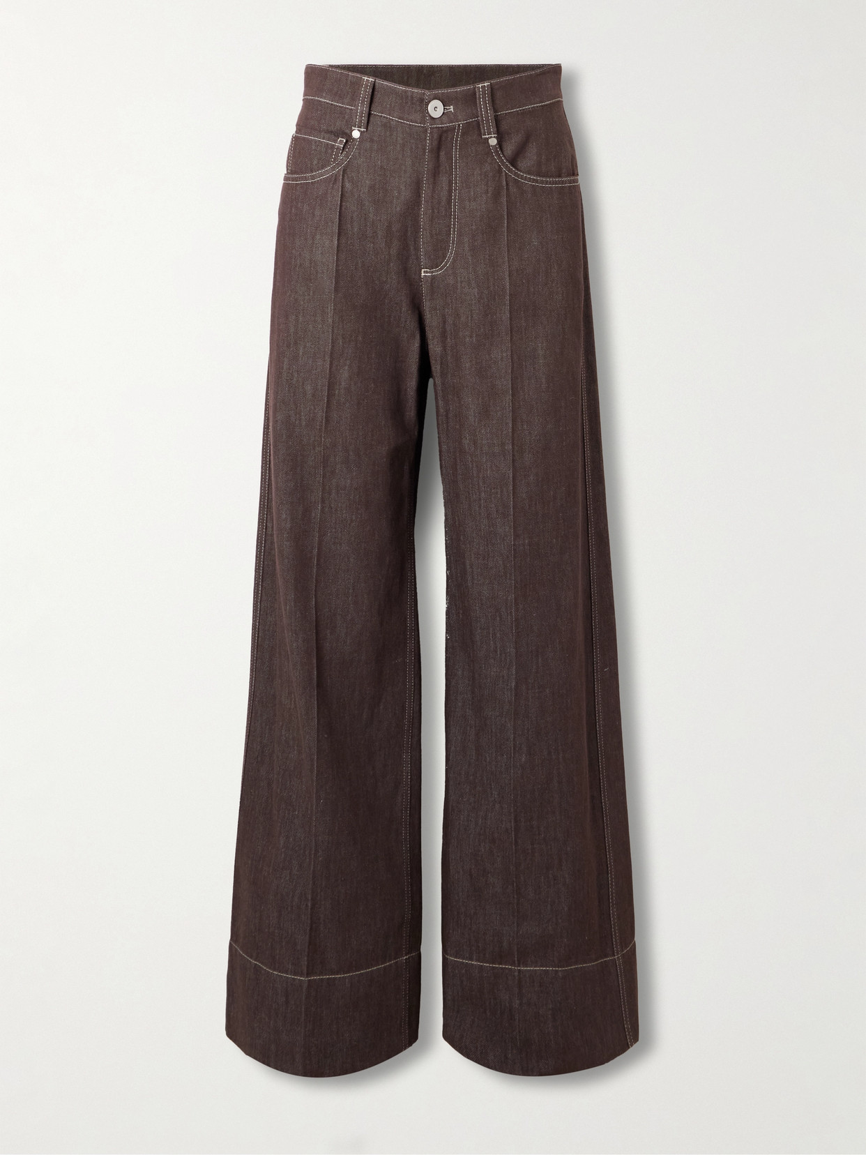 Brunello Cucinelli High-rise Wide-leg Jeans In Brown