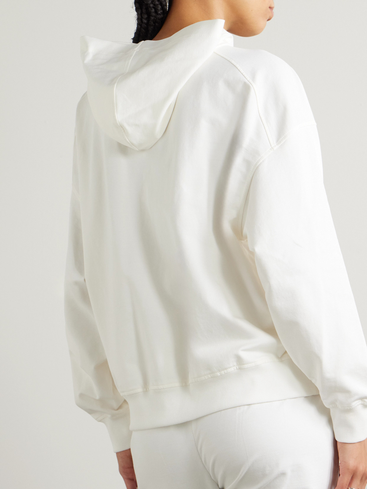 Brunello Cucinelli Cotton-blend Jersey Hoodie In Off-white