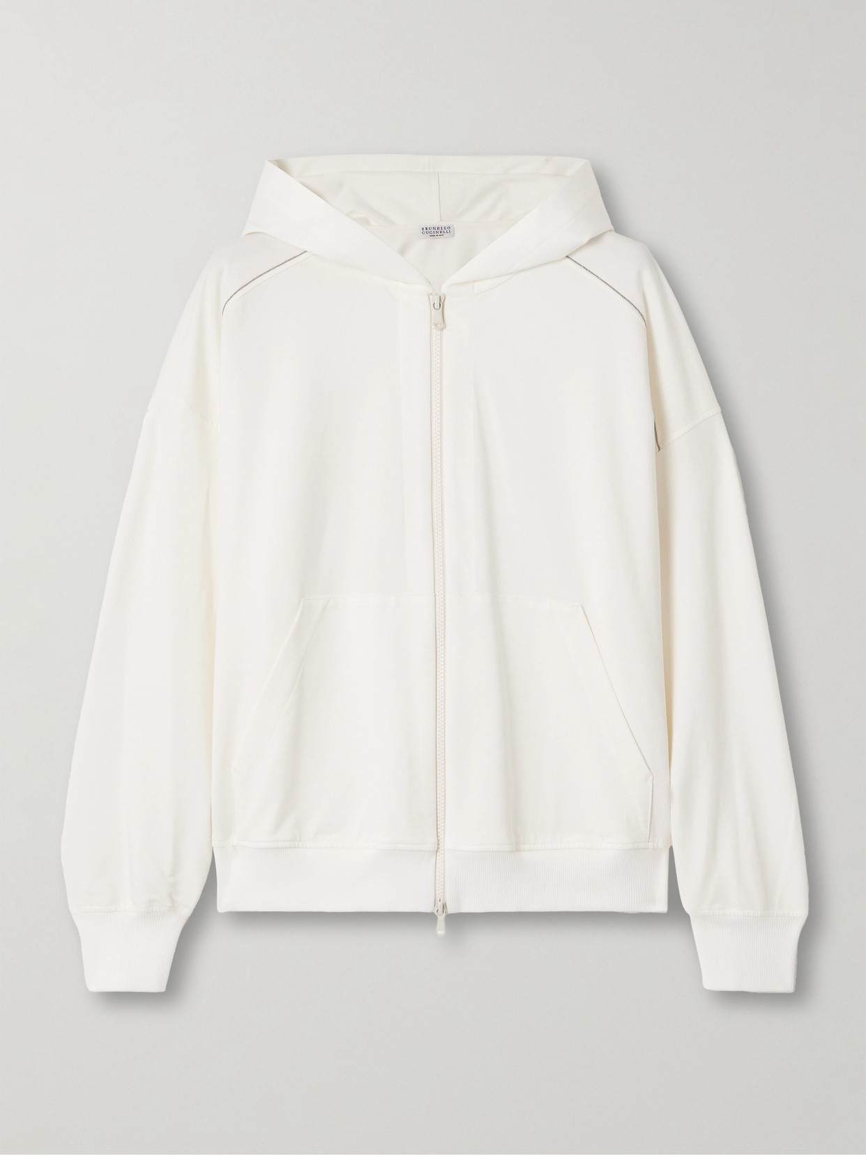 Brunello Cucinelli Cotton-blend Jersey Hoodie In Off-white