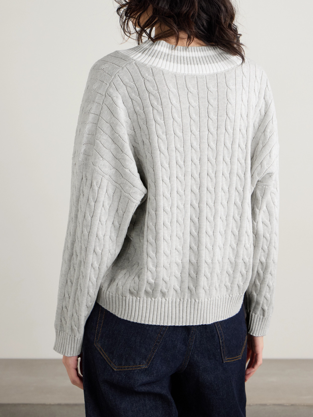 Brunello Cucinelli Cotton Cable Knit Sweater Sweaters And Cardigans Gray In Gray