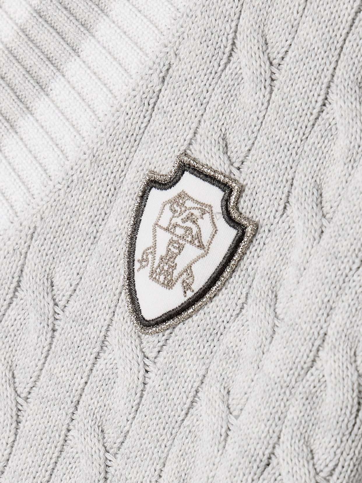 Brunello Cucinelli Cotton Cable Knit Sweater Sweaters And Cardigans Gray In Gray