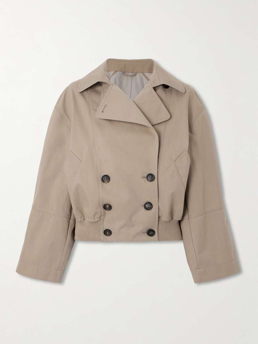Brunello Cucinelli Double-breasted Cropped Cotton-blend Gabardine Trench Coat