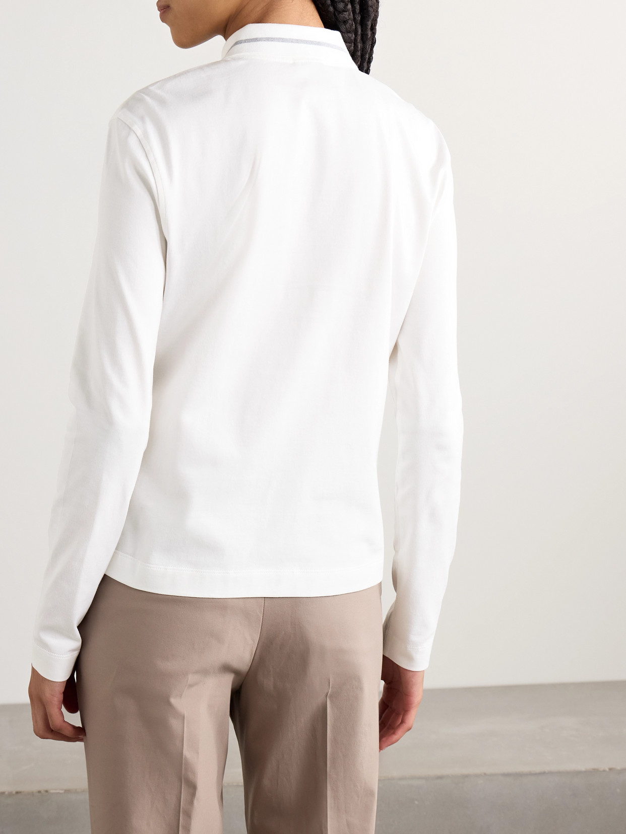 BRUNELLO CUCINELLI PRINTED COTTON-JERSEY POLO SHIRT