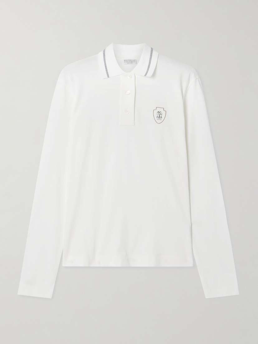 Brunello Cucinelli Printed Cotton-jersey Polo Shirt
