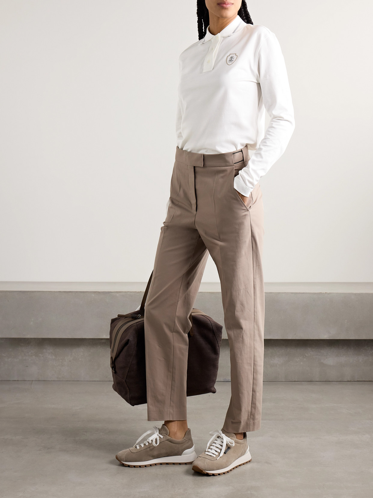 BRUNELLO CUCINELLI PRINTED COTTON-JERSEY POLO SHIRT