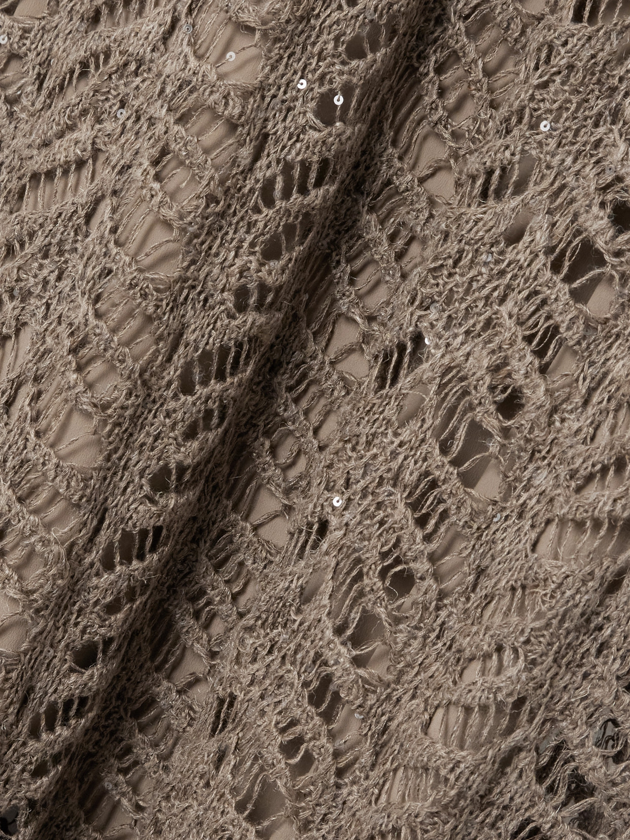 BRUNELLO CUCINELLI SEQUIN-EMBELLISHED OPEN-KNIT LINEN-BLEND MIDI DRESS