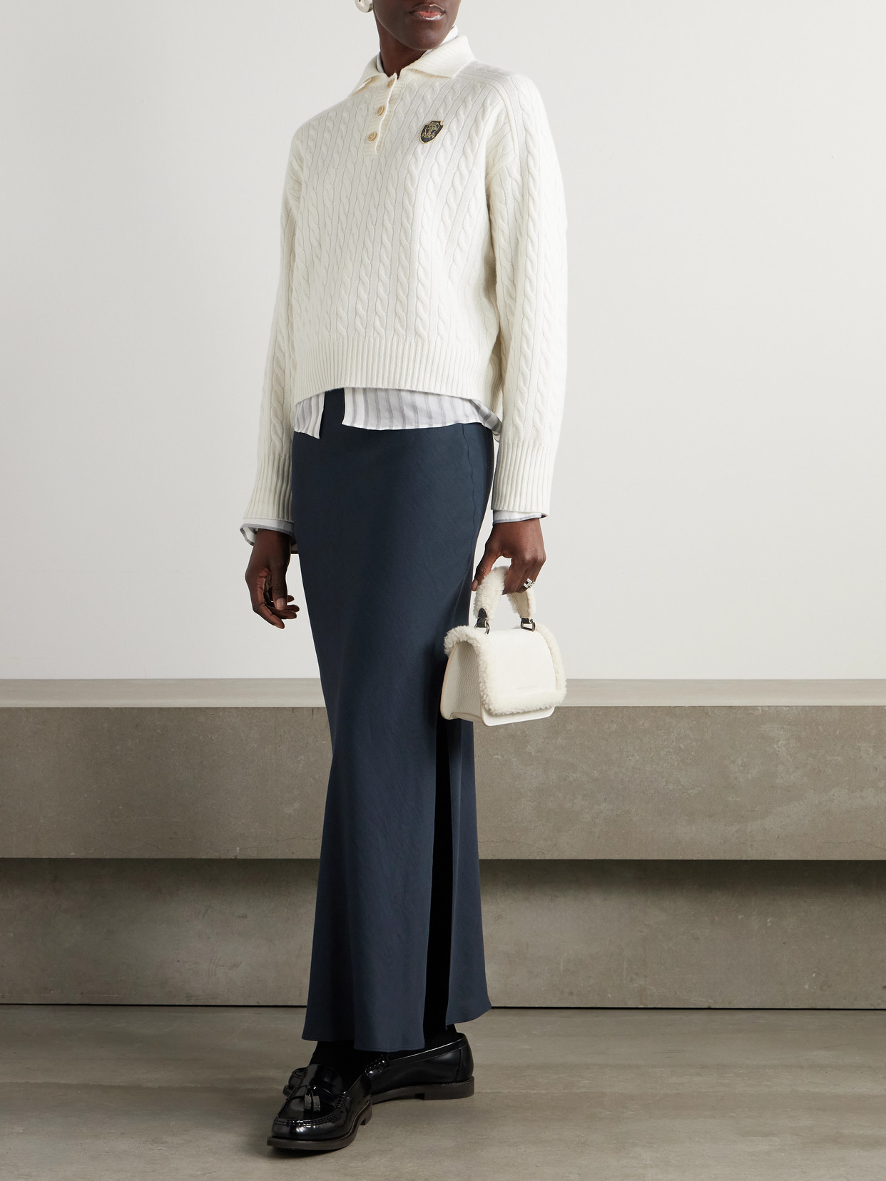 Brunello Cucinelli Crepe Maxi Skirt In Blue