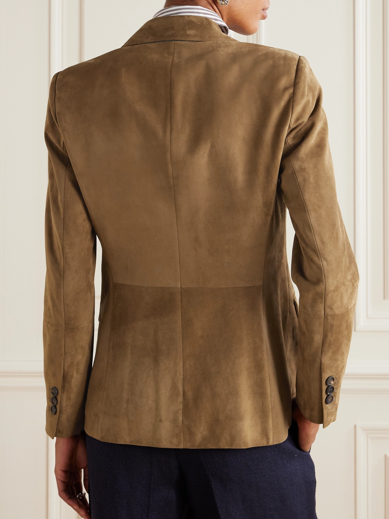 Brunello Cucinelli Suede Blazer In Brown