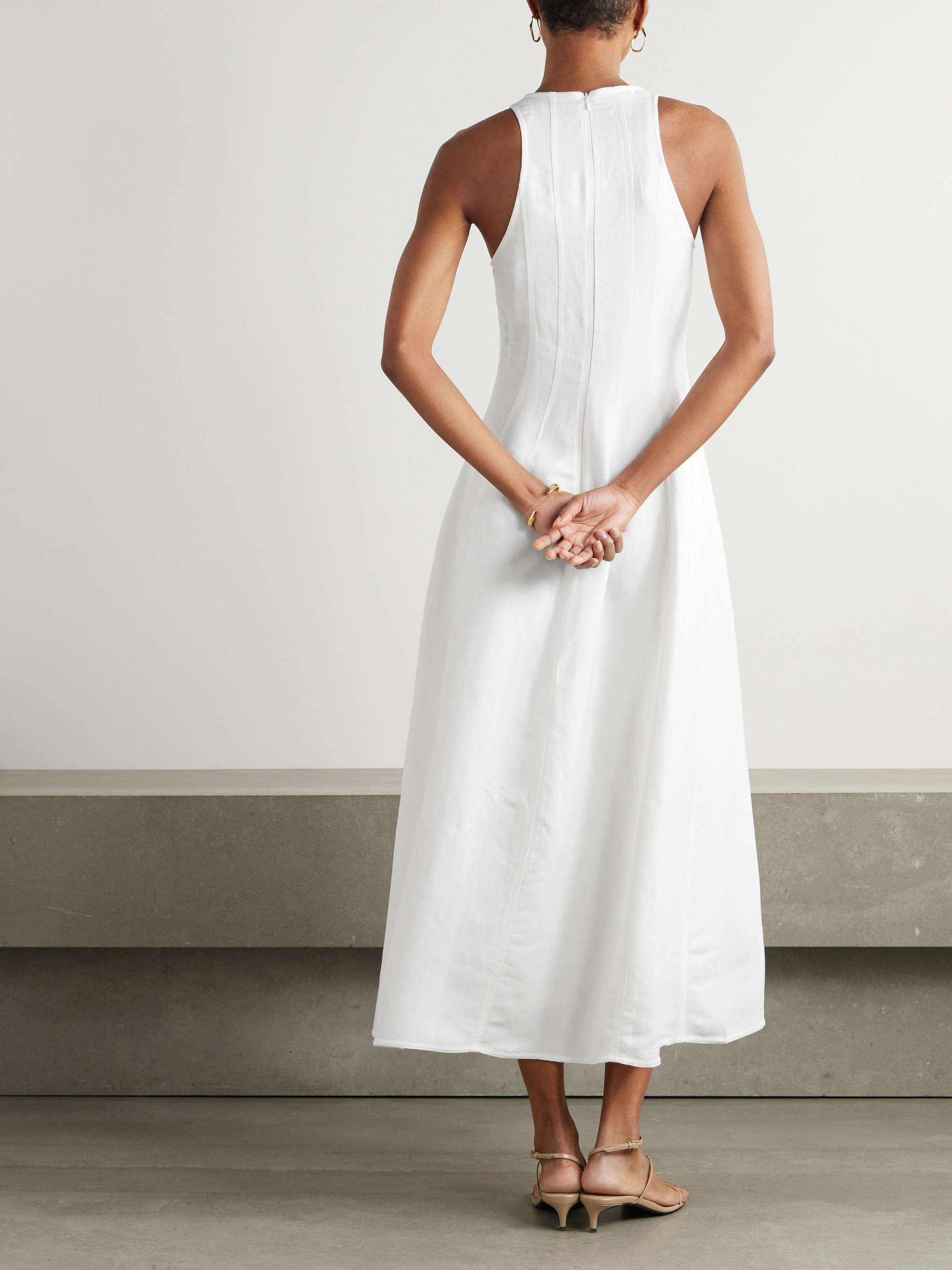 BRUNELLO CUCINELLI Paneled twill midi dress | NET-A-PORTER BRUNELLO CUCINELLI Paneled twill midi dress | NET-A-PORTER