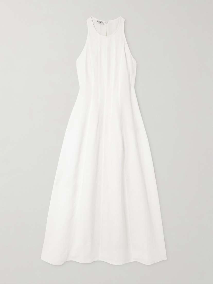 Brunello Cucinelli Paneled Twill Midi Dress