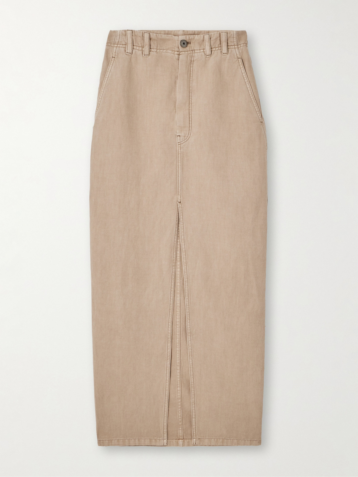 Brunello Cucinelli Denim Midi Skirt In Neutrals