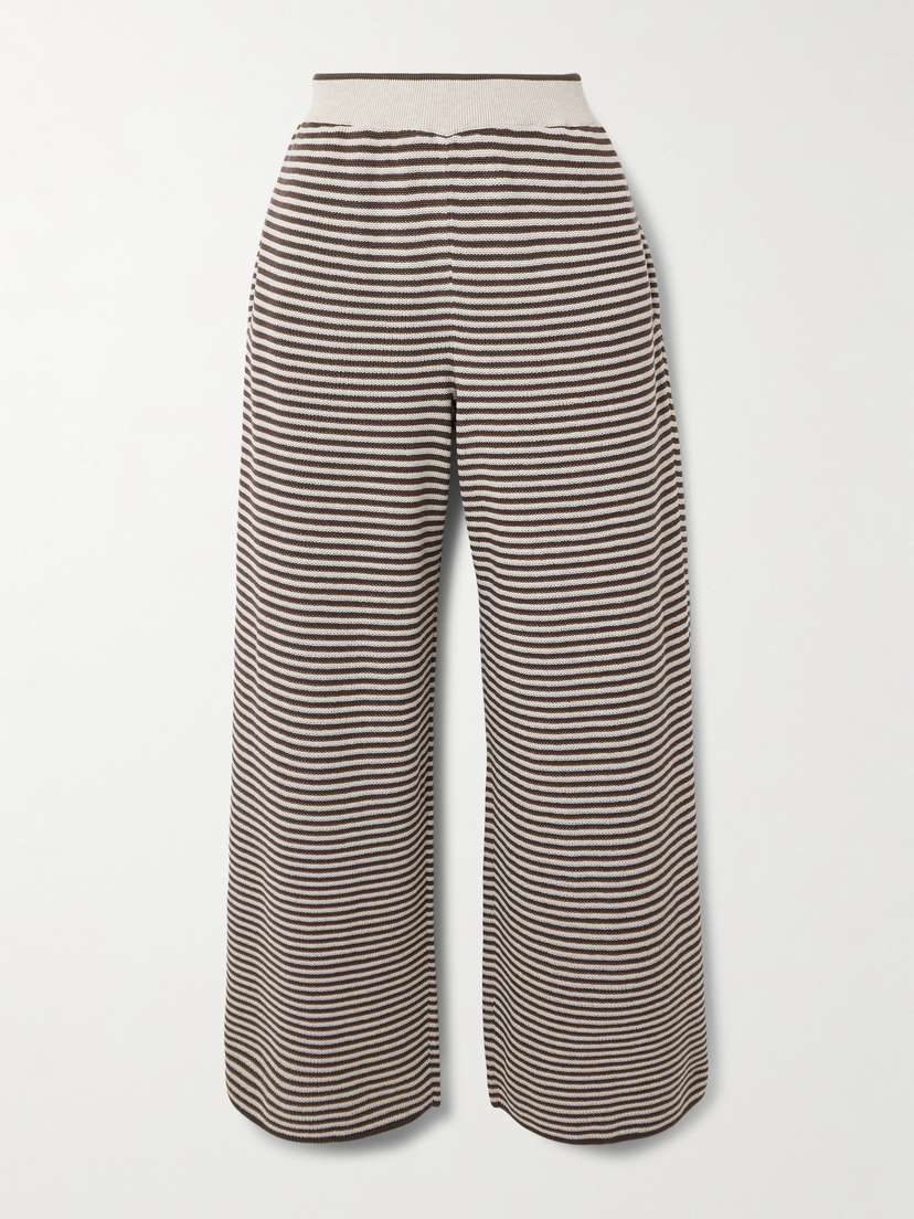 Brunello Cucinelli Striped Knitted Cotton Wide-leg Pants