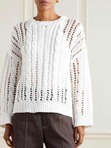 Brunello Cucinelli Open-knit jute-blend sweater