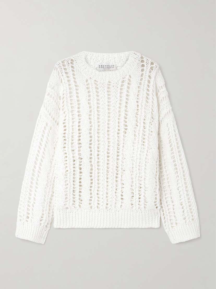 Brunello Cucinelli Open-knit Jute-blend Sweater