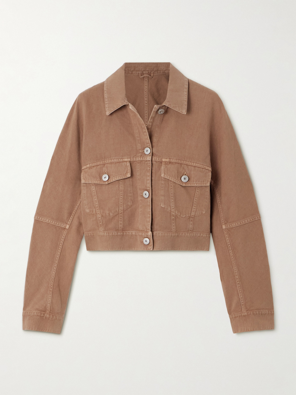 Brunello Cucinelli Cropped Denim Jacket In Brown