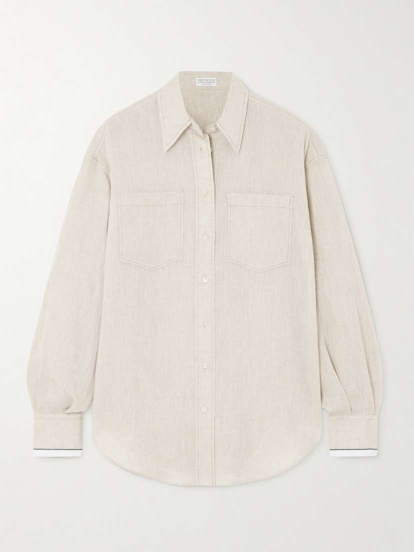 Brunello Cucinelli Bead-embellished Linen Shirt