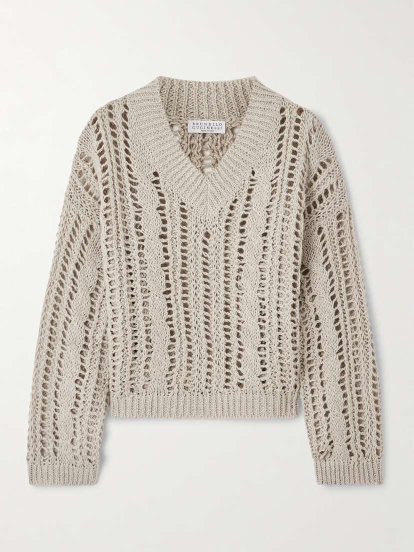 Brunello Cucinelli — Open-knit jute-blend sweater