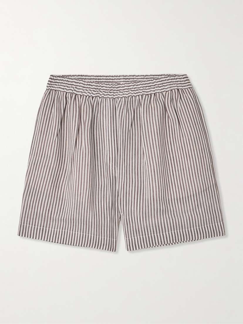 Brunello Cucinelli Striped Linen And Silk-blend Shorts