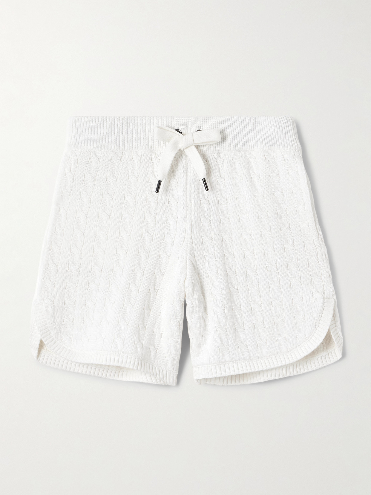 Brunello Cucinelli Cable-knit Cotton Shorts In Off-white