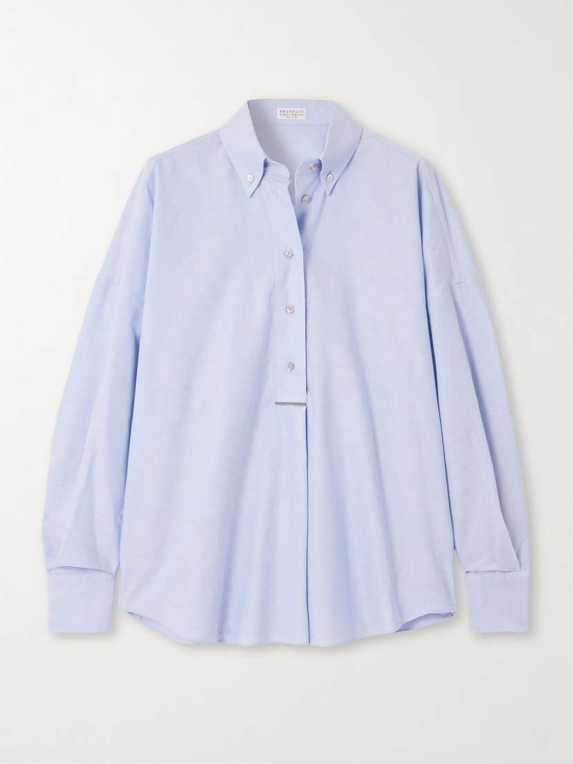 Brunello Cucinelli Bead-embellished Cotton Oxford Shirt