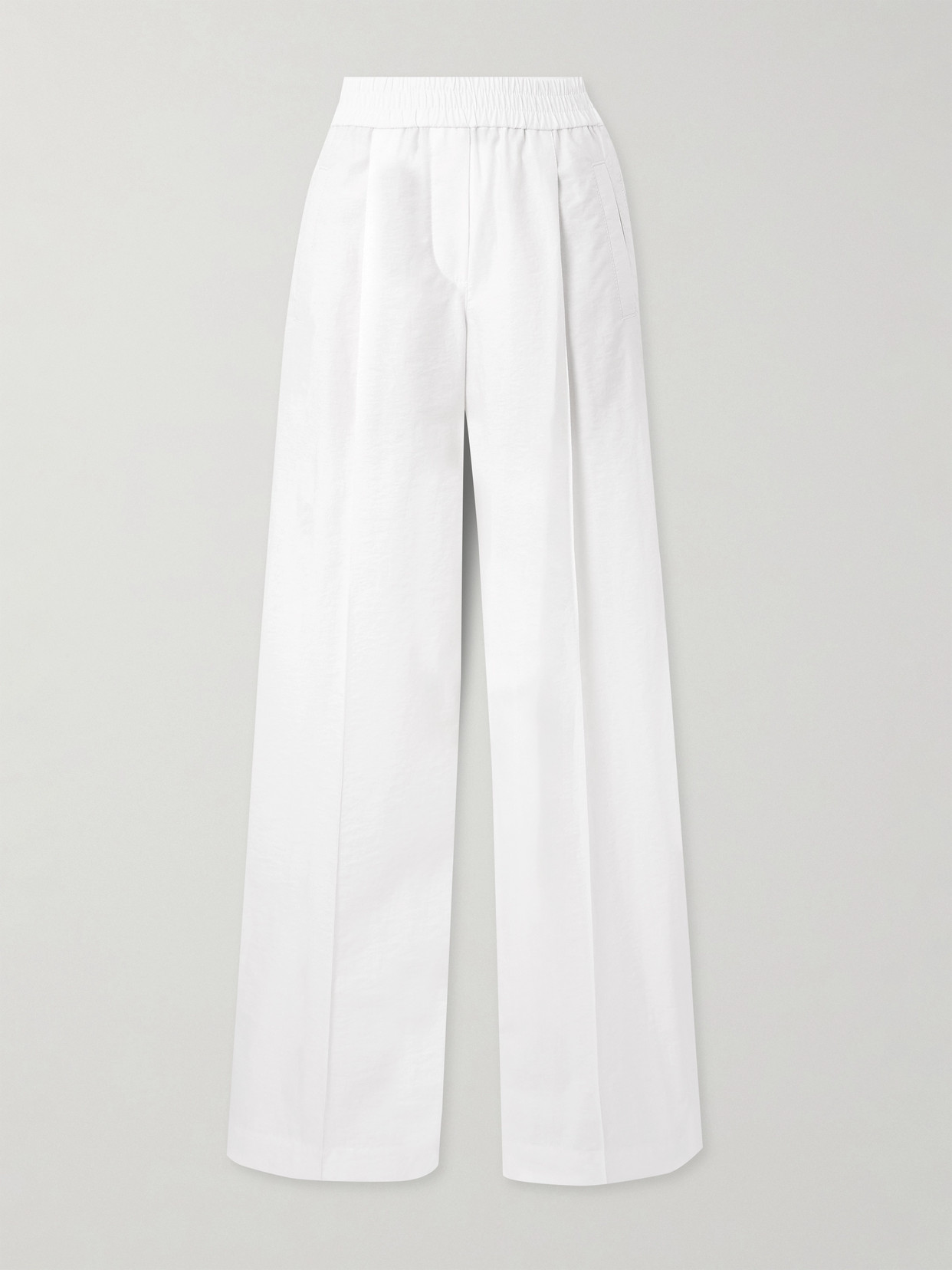 Brunello Cucinelli Pleated Cotton-blend Twill Wide-leg Pants In White