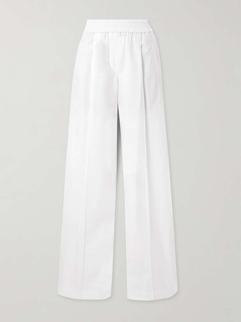 Brunello Cucinelli Pleated Cotton-blend Twill Wide-leg Pants