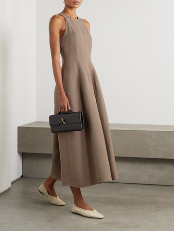 Brunello Cucinelli Paneled twill midi dress