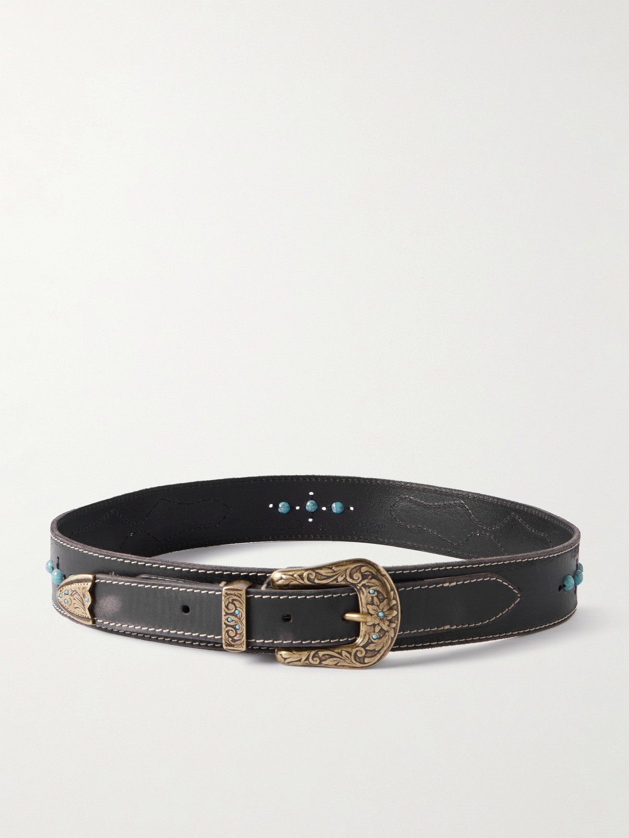 Fortela Embellished Leather Belt In Brown