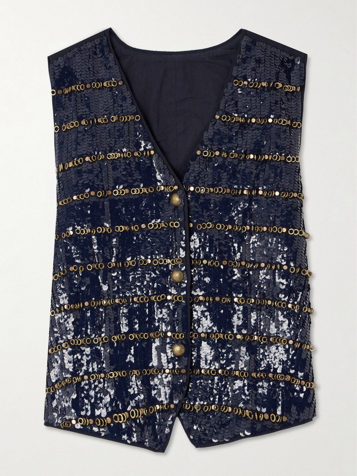 Fortela Embellished Cotton Vest In Blue