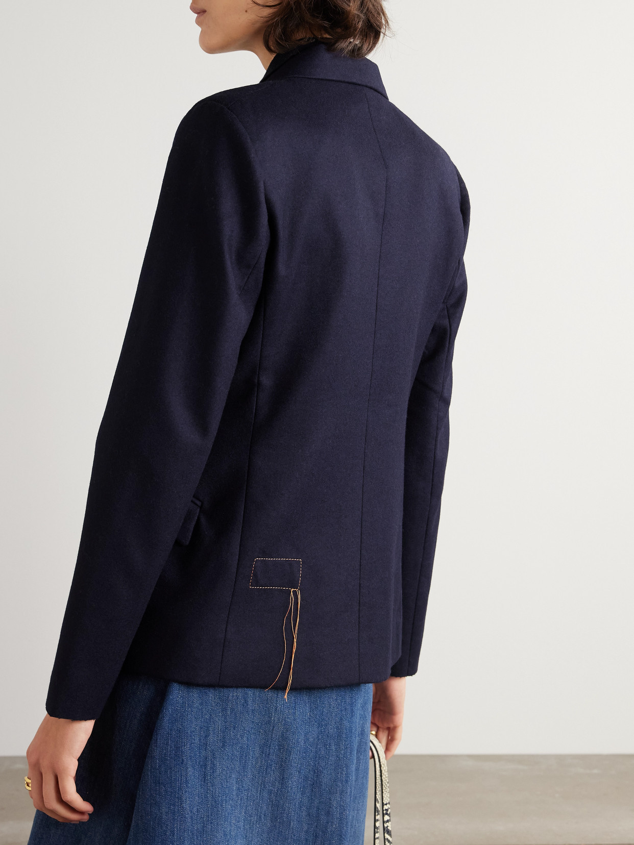 Fortela Double-breasted Wool-felt Blazer In Blue