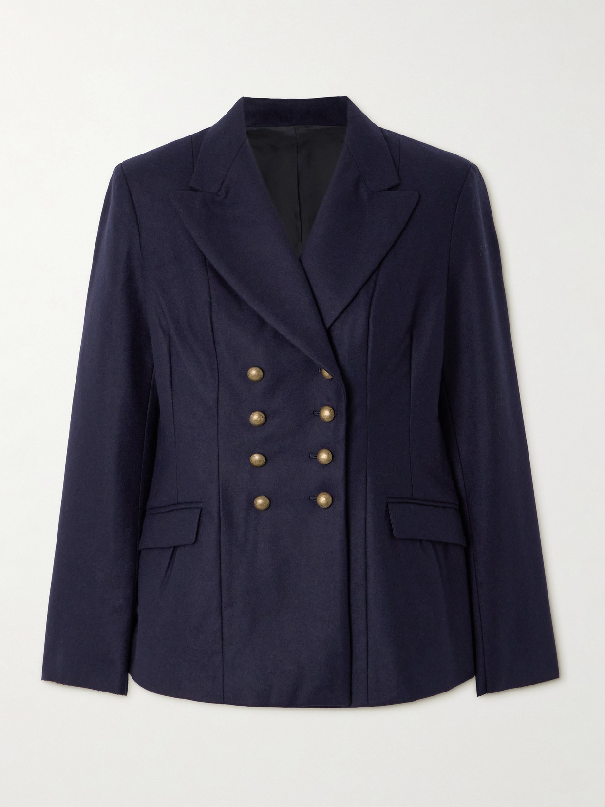 Fortela Double-breasted Wool-felt Blazer In Blue