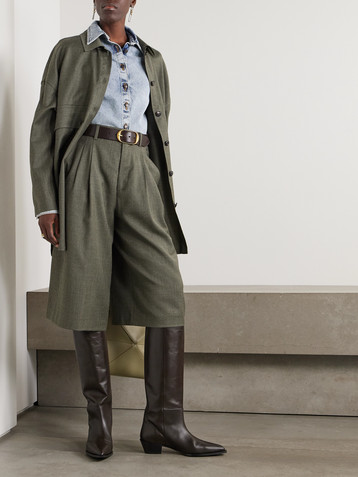 Fortela Pleated wool-blend shorts