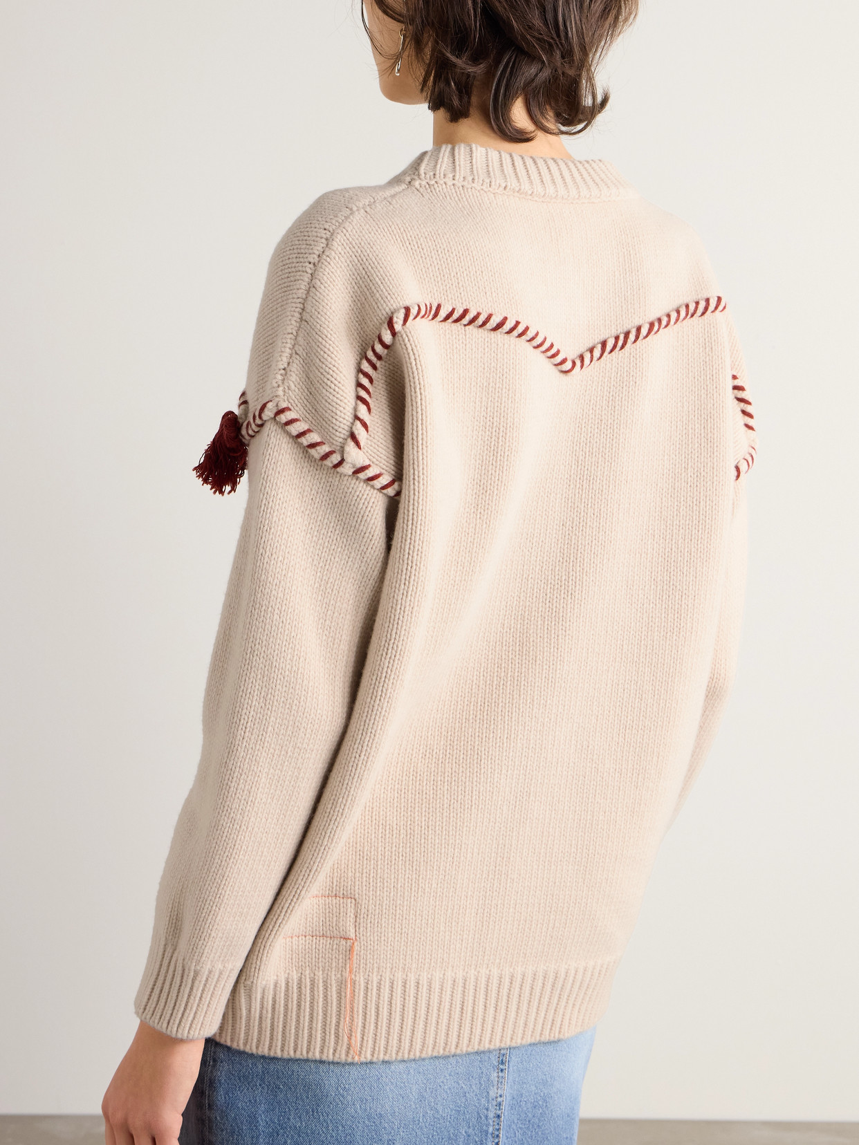 FORTELA TASSELED WOOL AND CASHMERE-BLEND SWEATER 