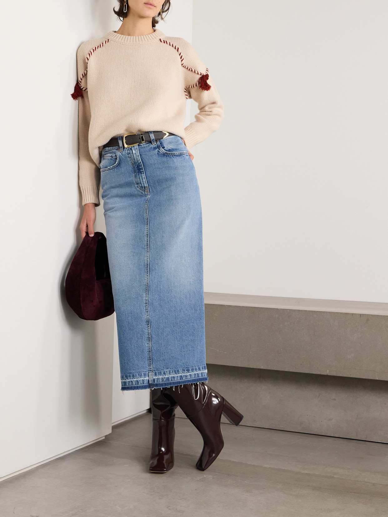 FORTELA TASSELED WOOL AND CASHMERE-BLEND SWEATER 