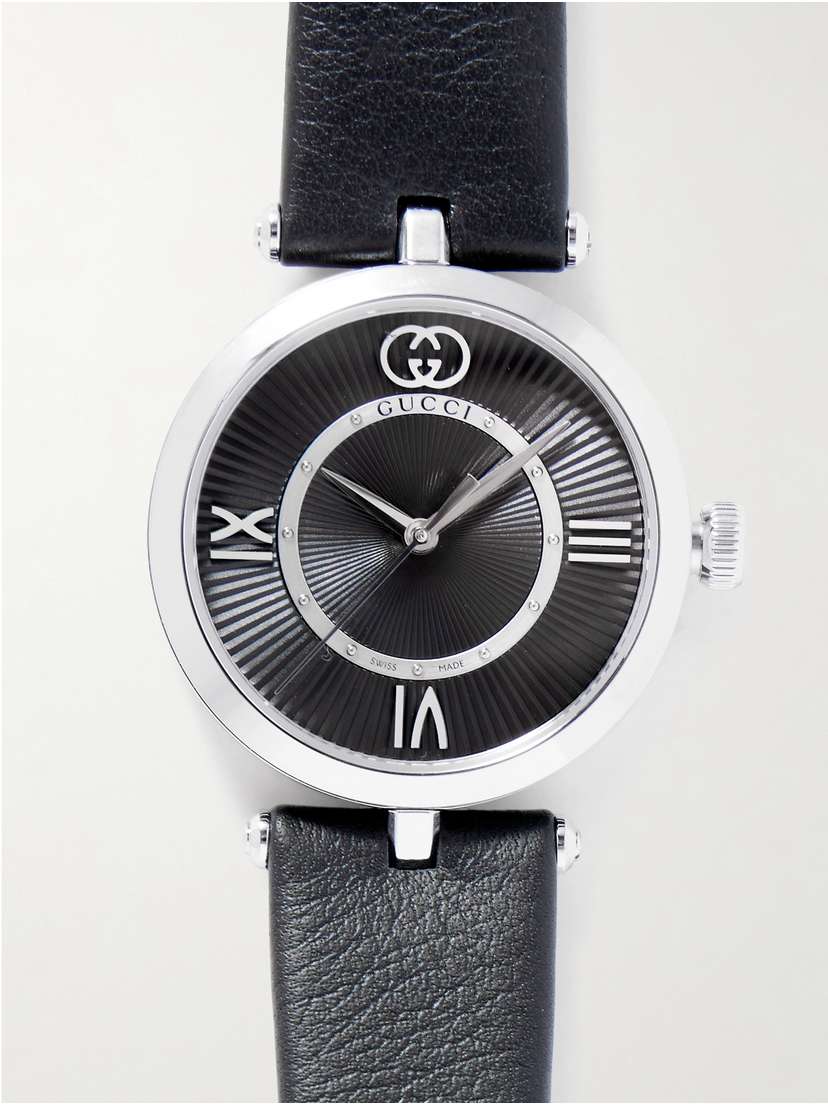 Gucci Model 2000 30mm Stainless Steel And Leather Watch