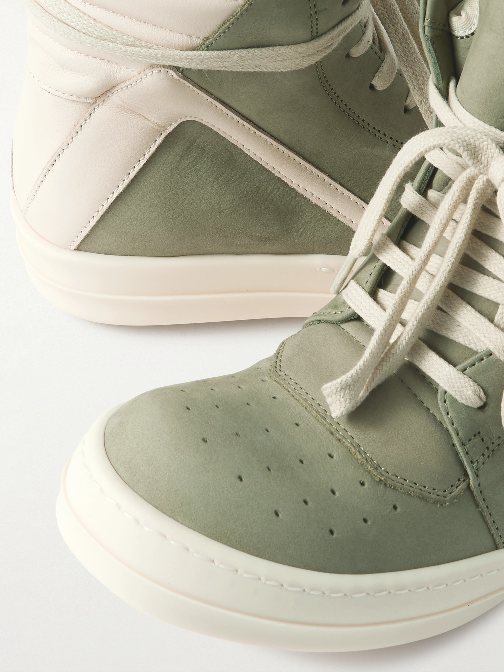 Rick Owens - Geobasket leather-trimmed nubuck high-top Rick Owens - Geobasket leather-trimmed nubuck high-top