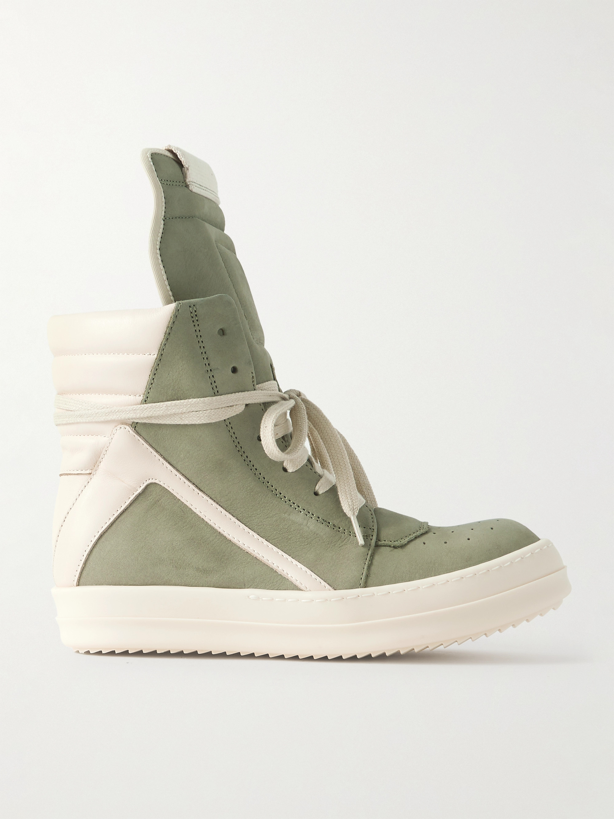 Rick Owens - Geobasket leather-trimmed nubuck high-top Rick Owens - Geobasket leather-trimmed nubuck high-top