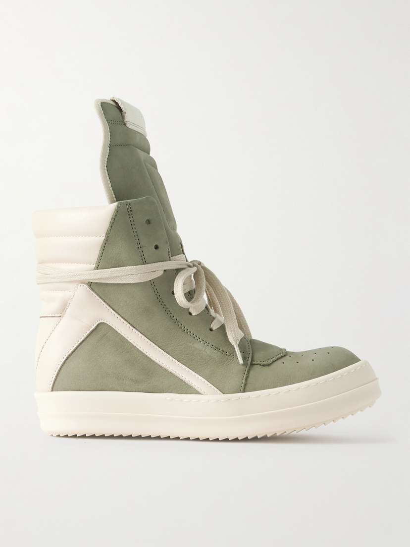 Rick Owens Geobasket Leather-trimmed Nubuck High-top Sneakers