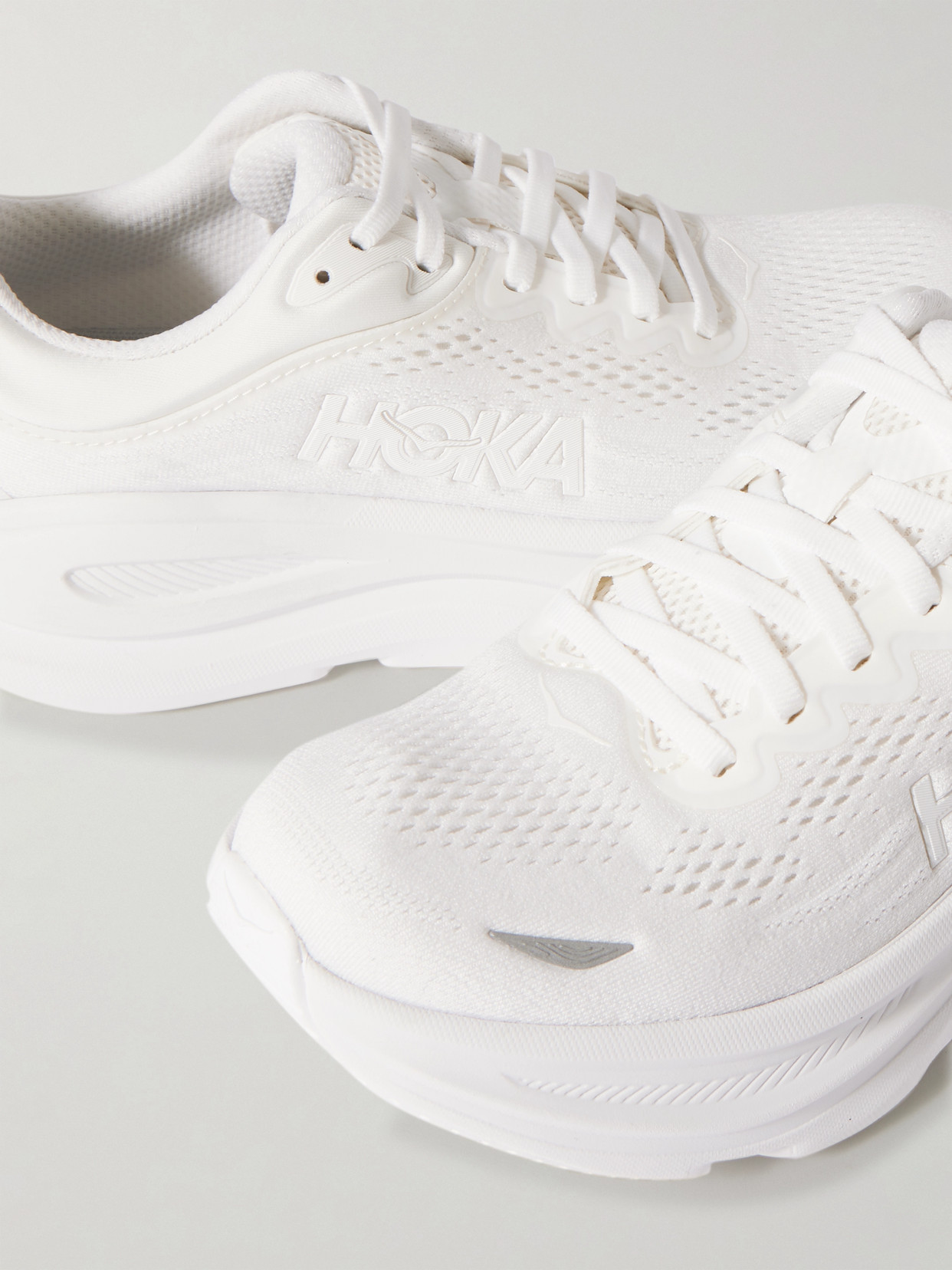 Hoka Bondi 9 Rubber-trimmed Mesh Sneakers In White